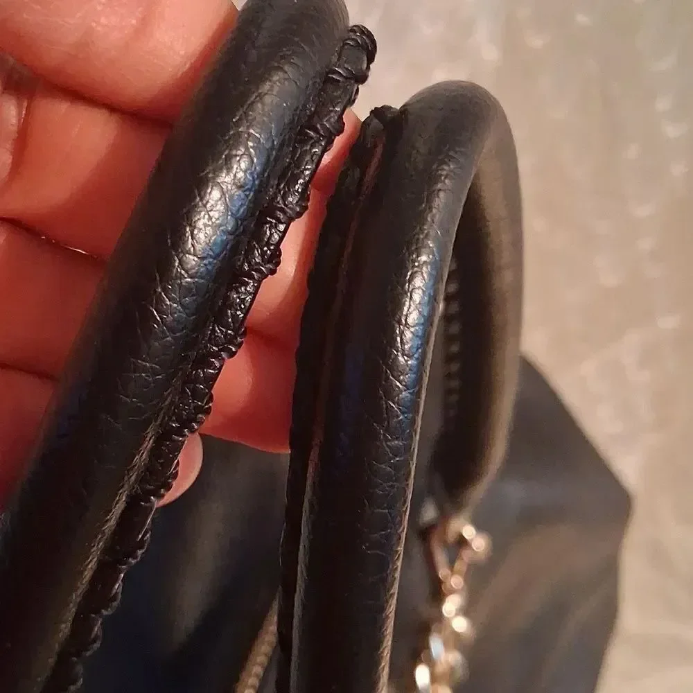 Victoria's Secret Black Women's Satchel Handbag with Chain Accent